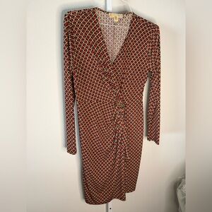 Michal Kors Vintage Elegant Red Patterned Dress